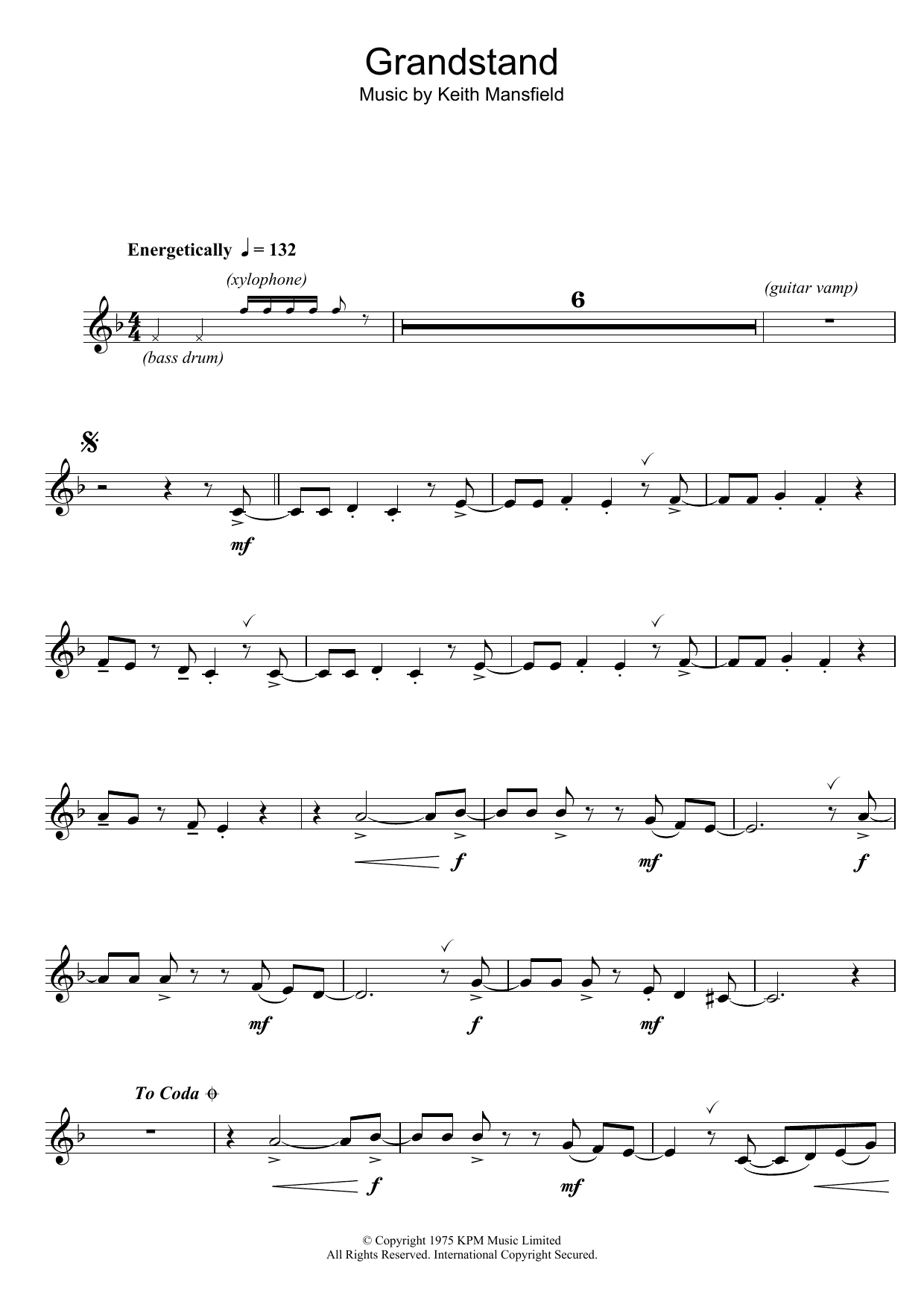 Download Keith Mansfield Theme from Grandstand Sheet Music