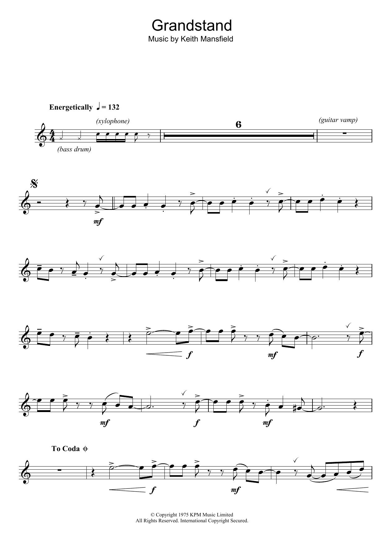 Download Keith Mansfield Theme from Grandstand Sheet Music