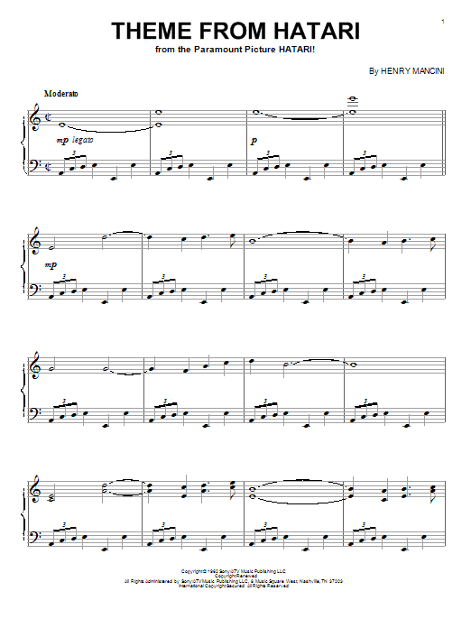 Download Henry Mancini Theme From Hatari Sheet Music