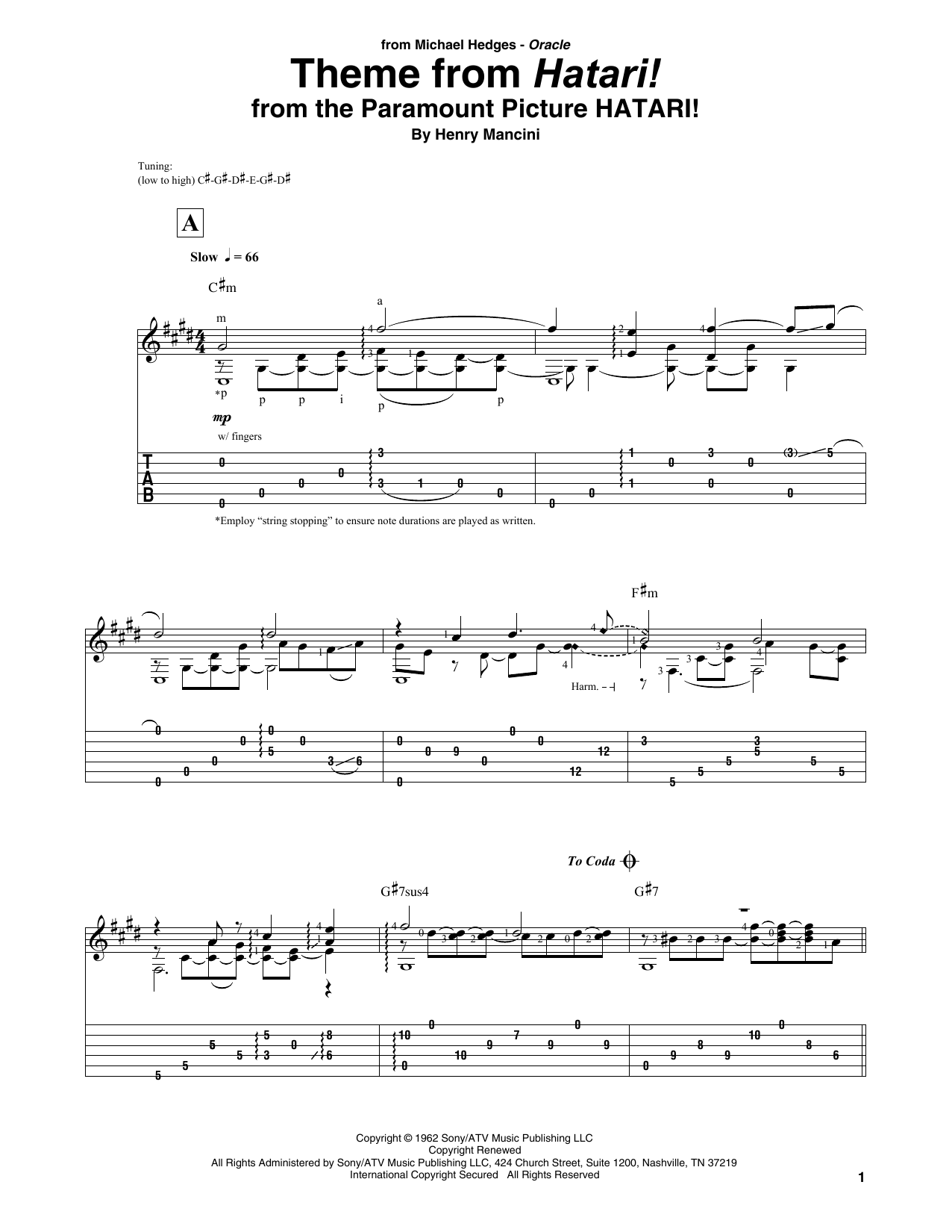 Download Henry Mancini Theme From Hatari! Sheet Music