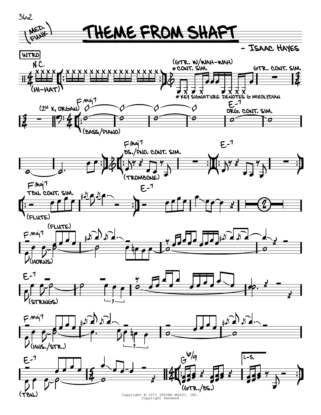 Download Isaac Hayes Theme From Shaft Sheet Music
