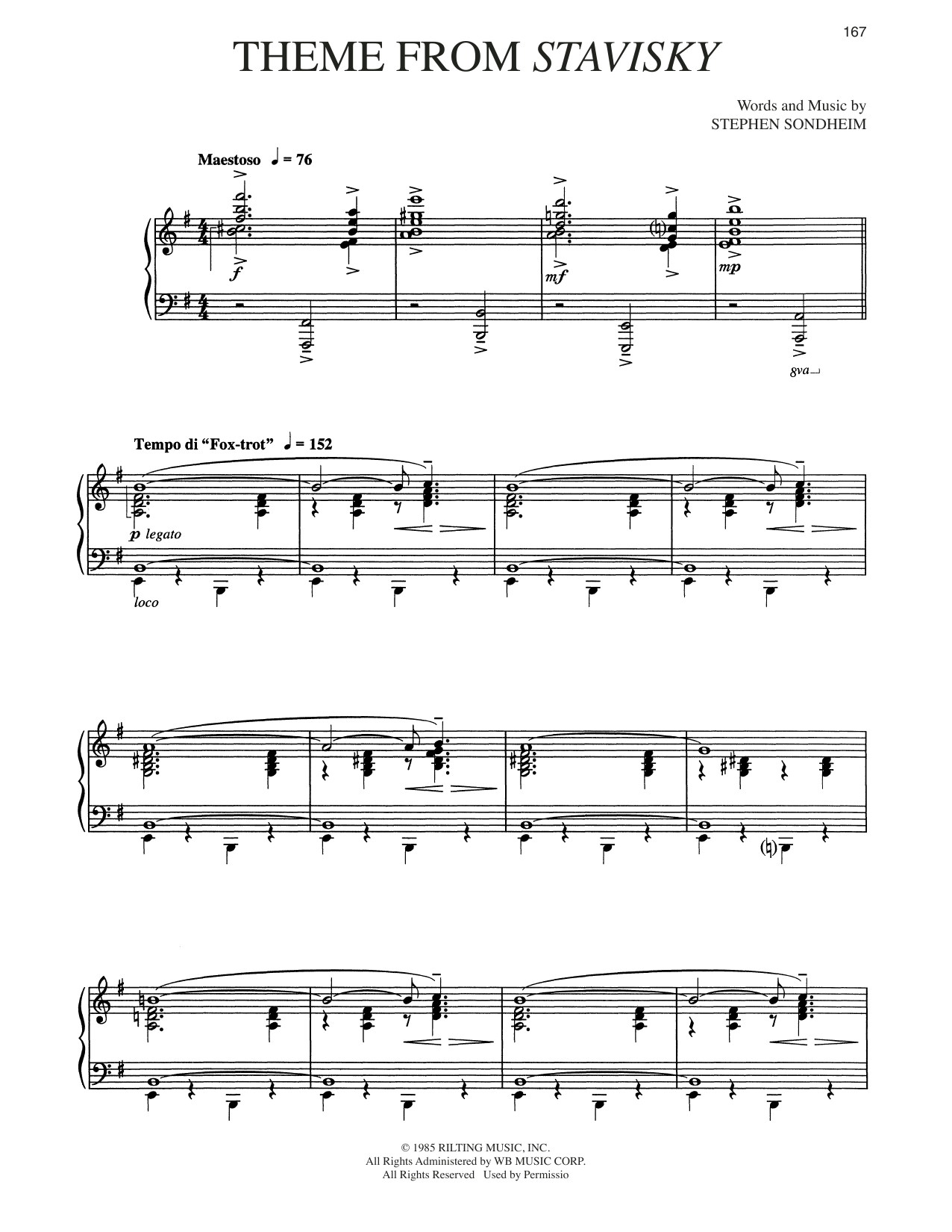 Download Stephen Sondheim Theme From Stavisky Sheet Music