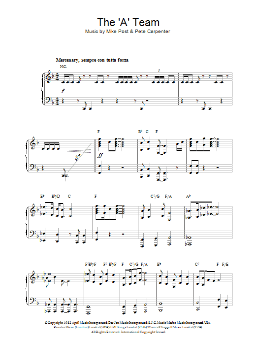 Download Mike Post Theme from The 'A' Team Sheet Music