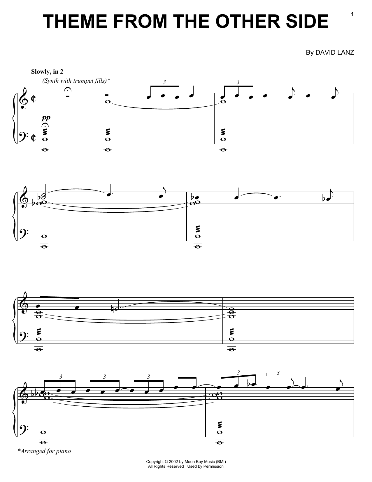 Download David Lanz Theme From The Other Side Sheet Music