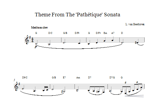 Ludwig van Beethoven Theme From Pathetique Sonata sheet music notes printable PDF score