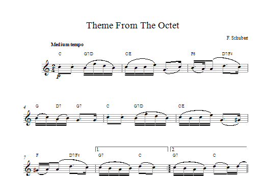 Download Franz Schubert Theme From The Octet Sheet Music