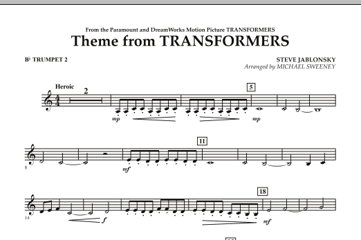 Download Michael Sweeney Theme From Transformers - Bb Trumpet 2 Sheet Music