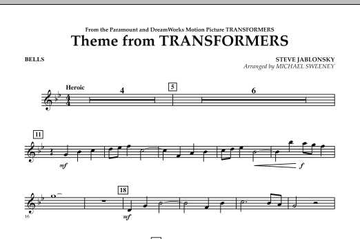 Download Michael Sweeney Theme From Transformers - Bells Sheet Music