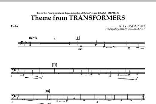 Download Michael Sweeney Theme From Transformers - Tuba Sheet Music