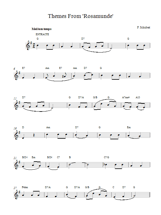 Franz Schubert Themes From Rosamunde sheet music notes printable PDF score