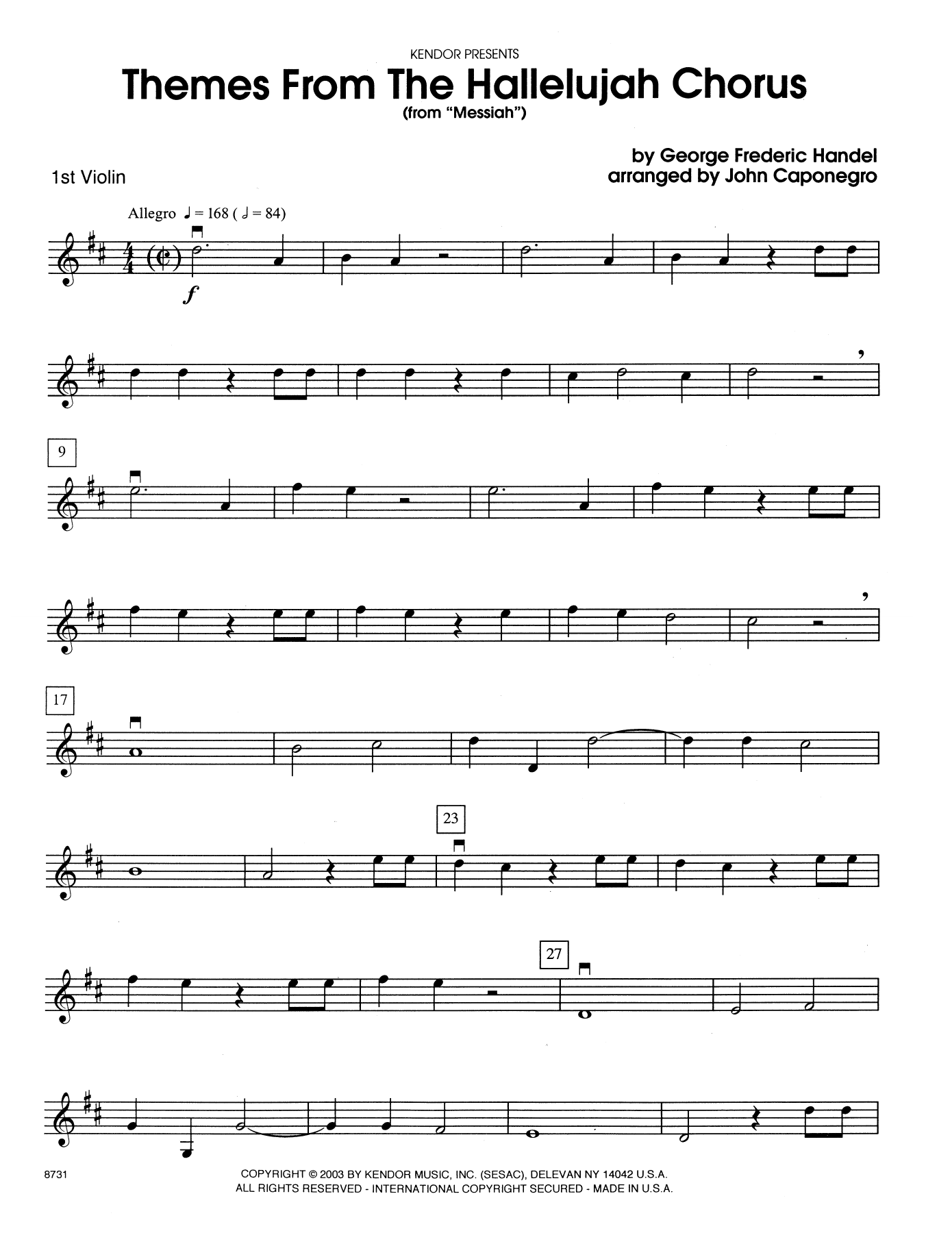 Download John Caponegro Themes From The Hallelujah Chorus (from Sheet Music