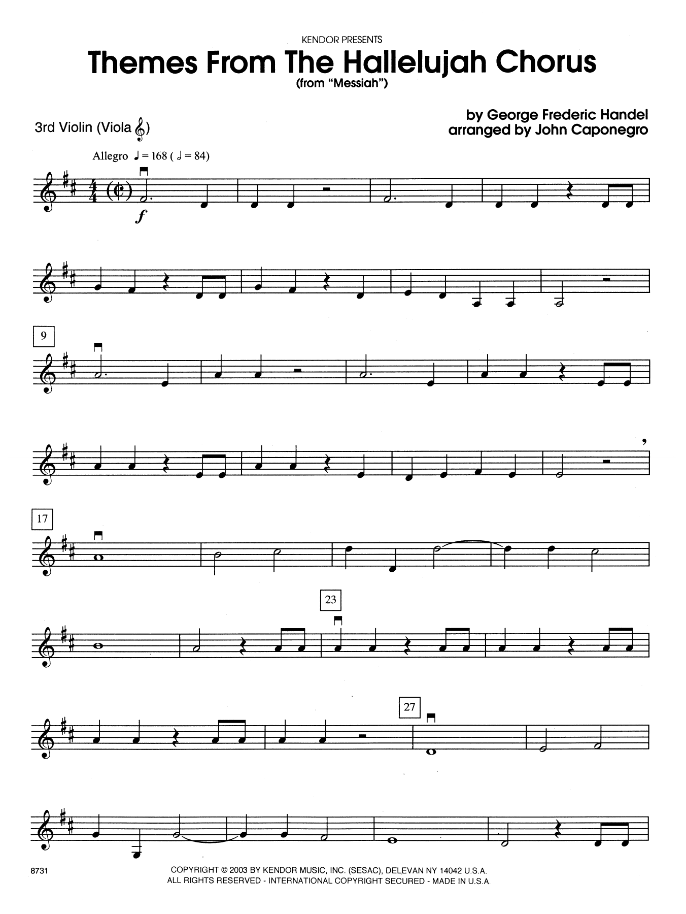 Download John Caponegro Themes From The Hallelujah Chorus (from Sheet Music