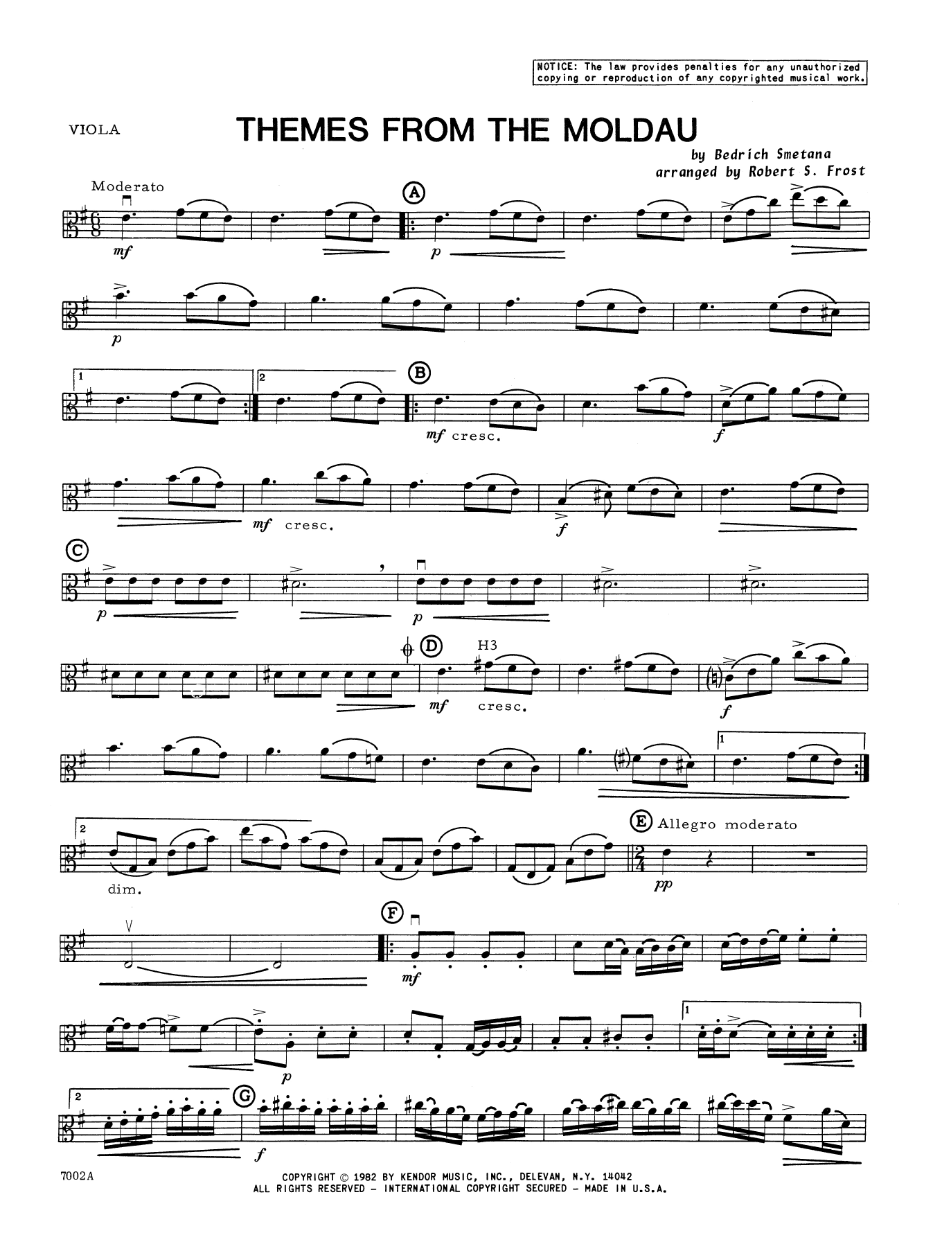Download Robert S. Frost Themes From The Moldau - Viola Sheet Music