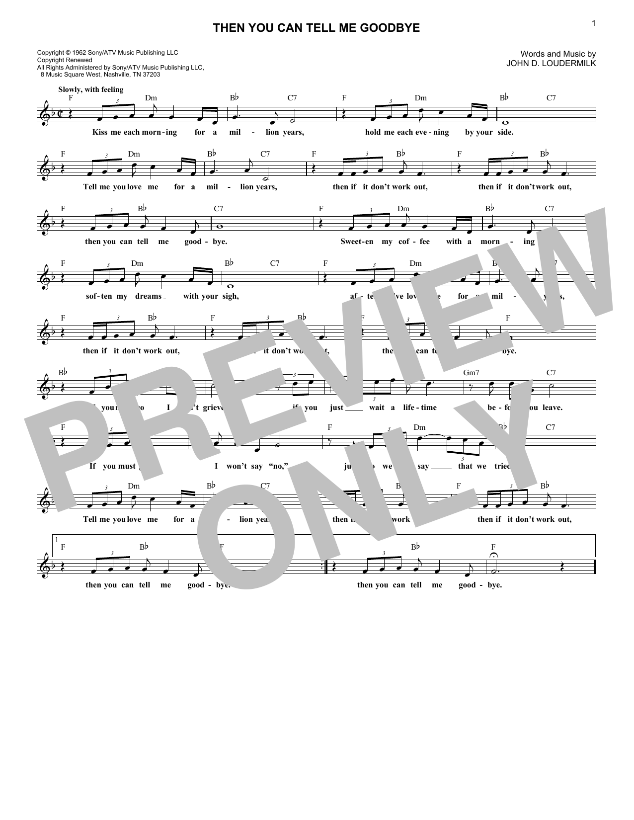 Download Eddy Arnold Then You Can Tell Me Goodbye Sheet Music