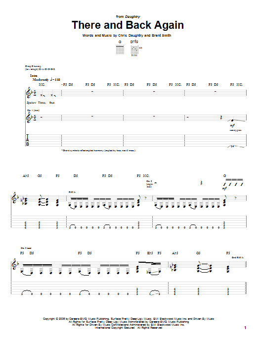 Download Daughtry There And Back Again Sheet Music