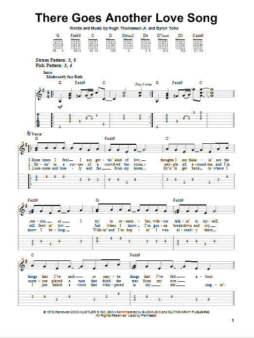 Download The Outlaws There Goes Another Love Song Sheet Music