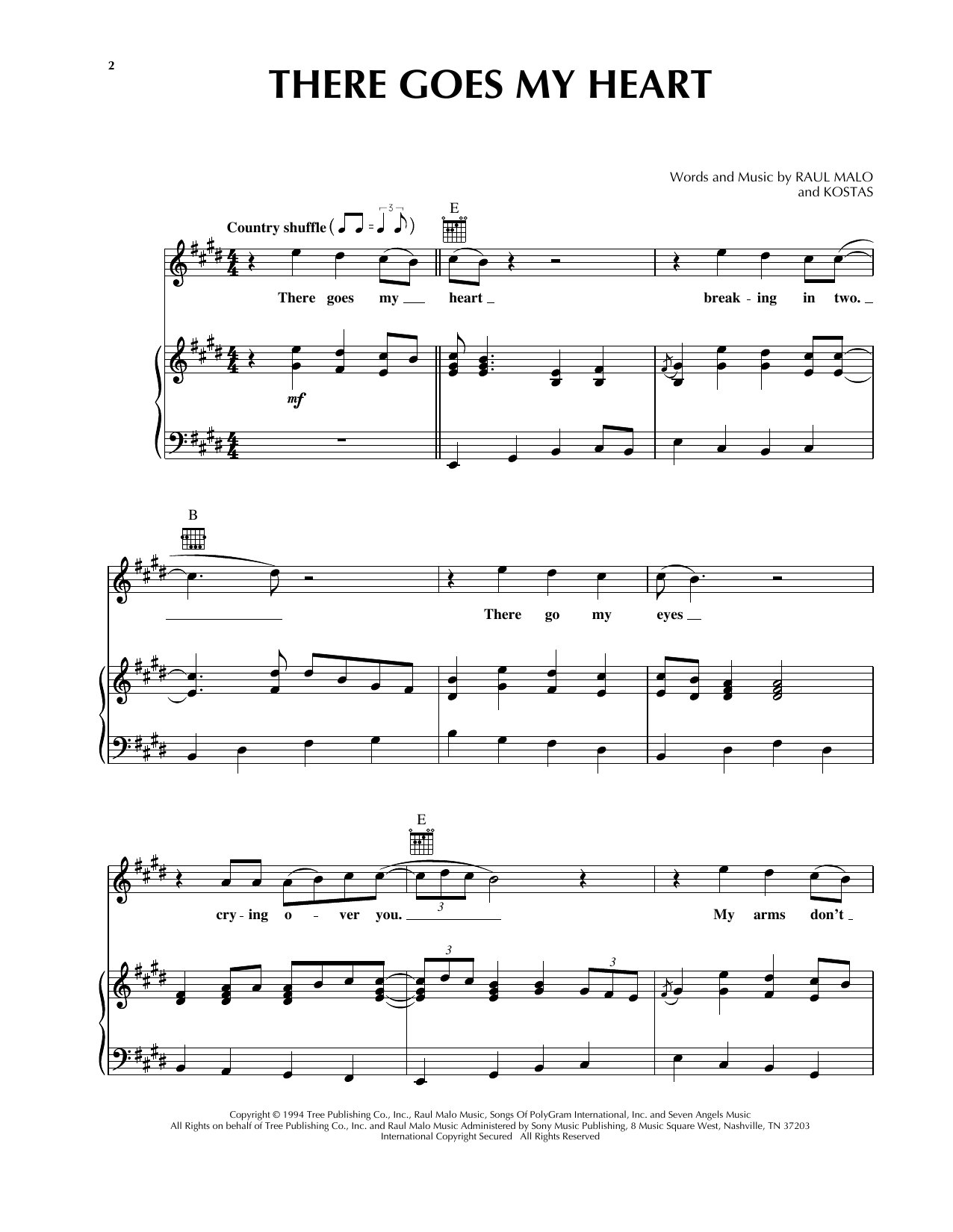Download The Mavericks There Goes My Heart Sheet Music