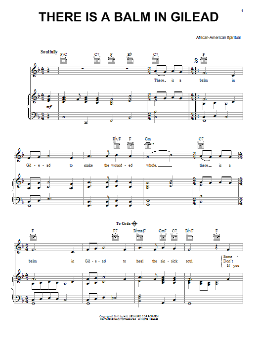 Download African-American Spiritual There Is A Balm In Gilead Sheet Music