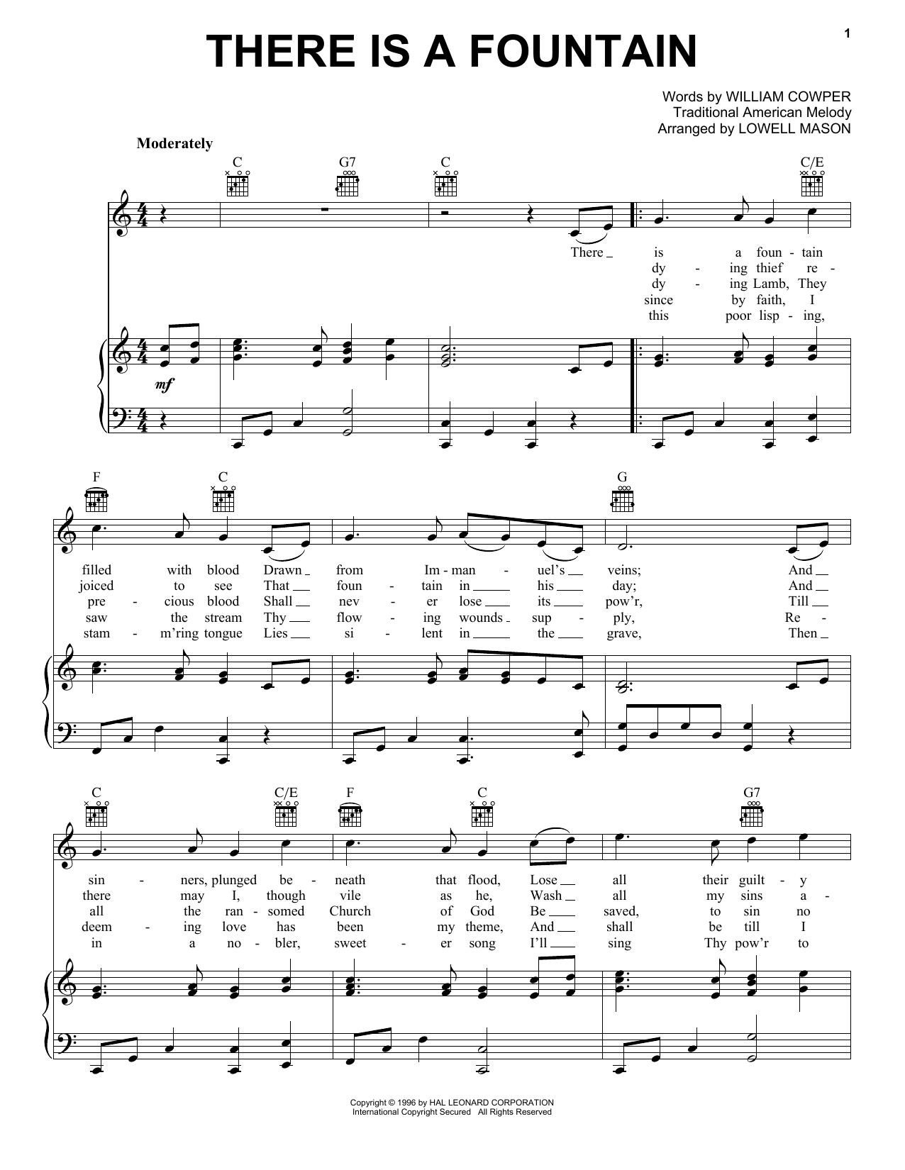 Download Lowell Mason There Is A Fountain Sheet Music