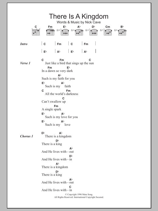 Download Nick Cave & The Bad Seeds There Is A Kingdom Sheet Music