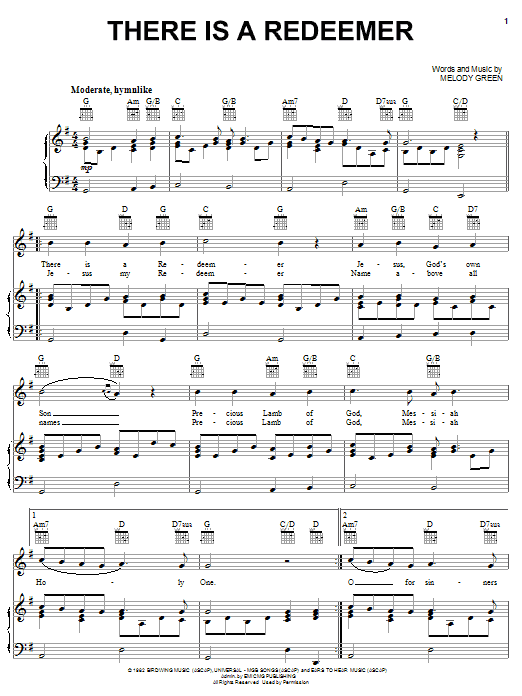 Download Keith Green There Is A Redeemer Sheet Music