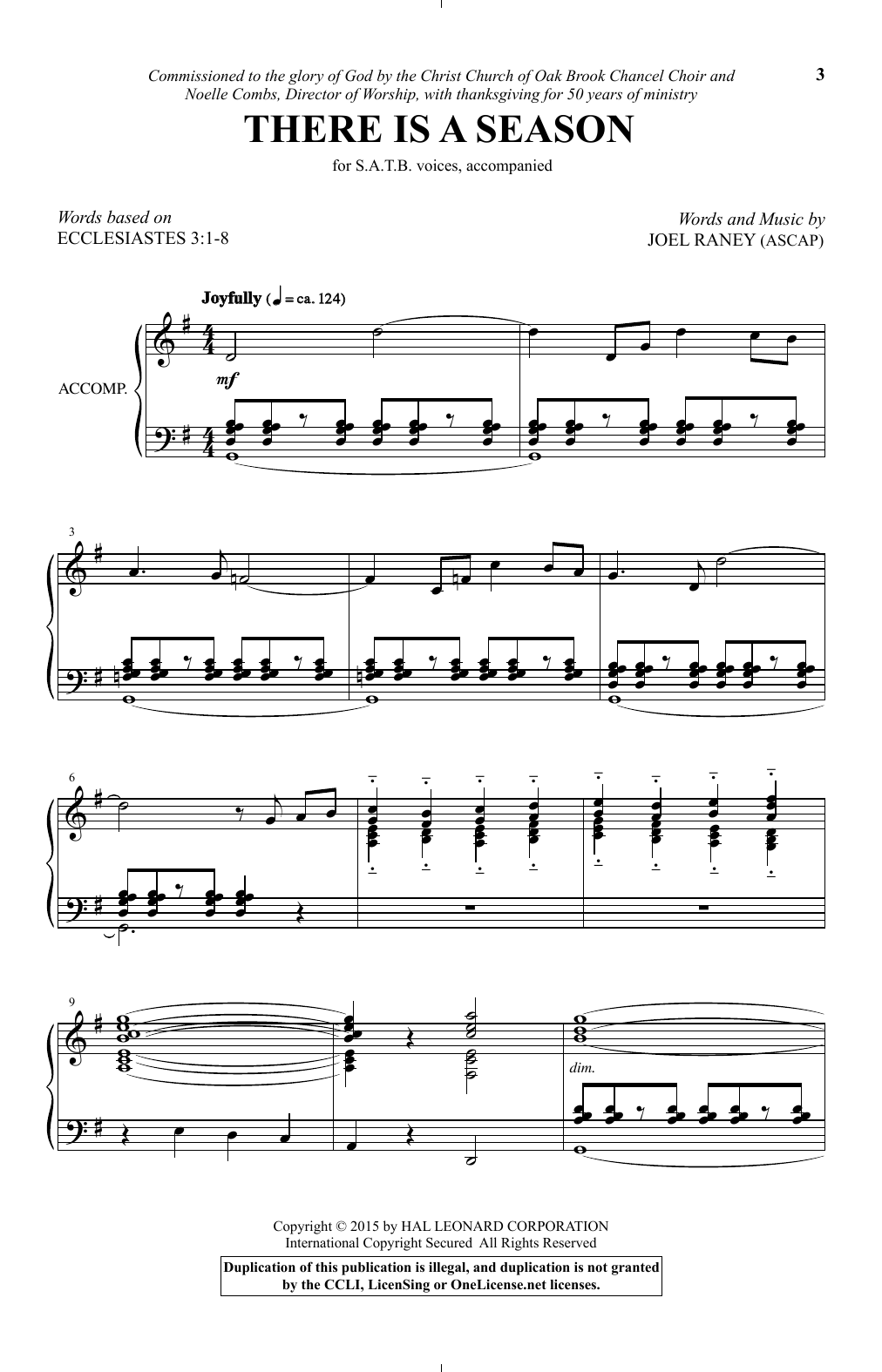 Download Joel Raney There Is A Season Sheet Music