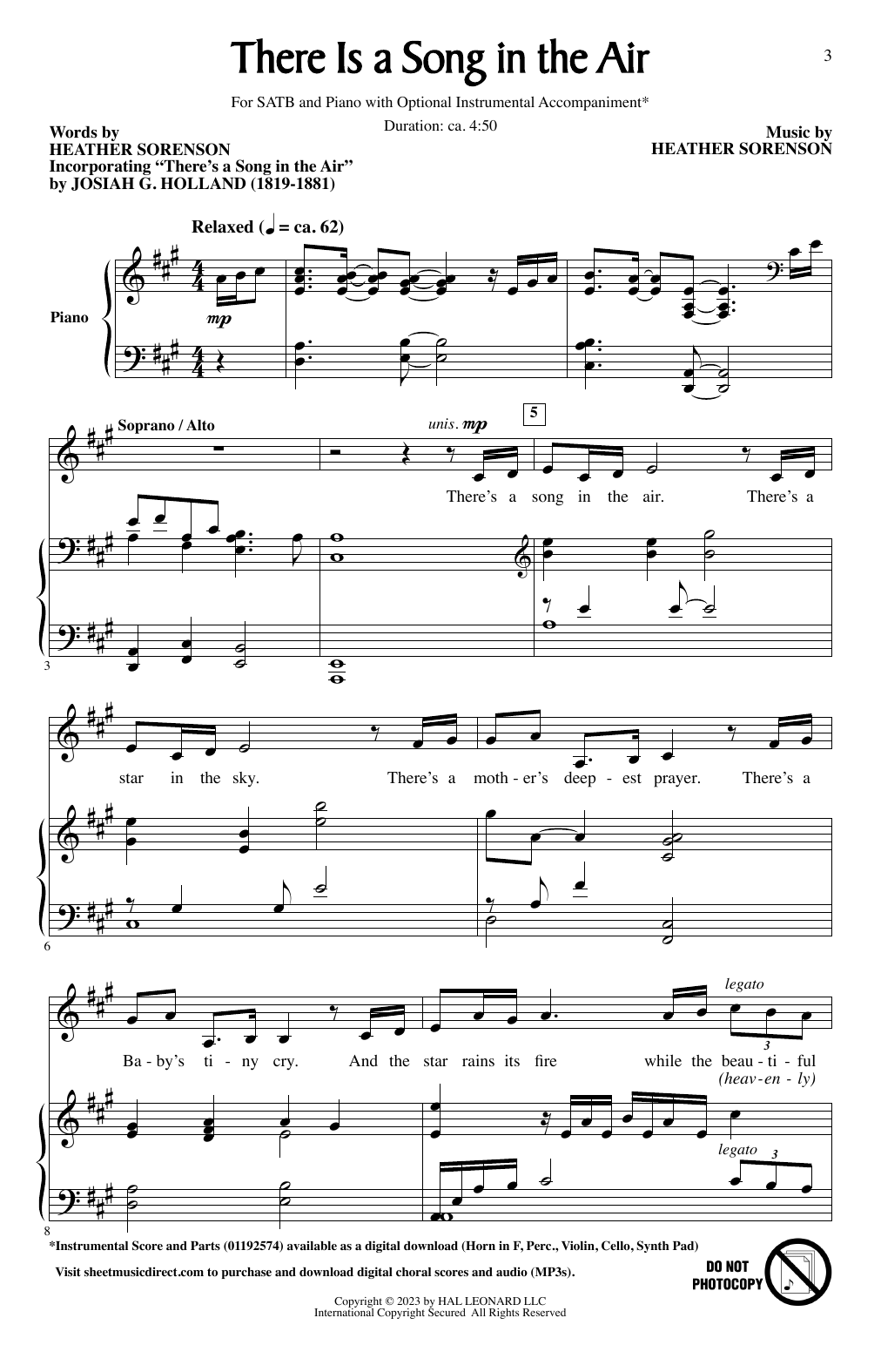 Download Heather Sorenson and Josiah G. Holla There Is A Song In The Air Sheet Music