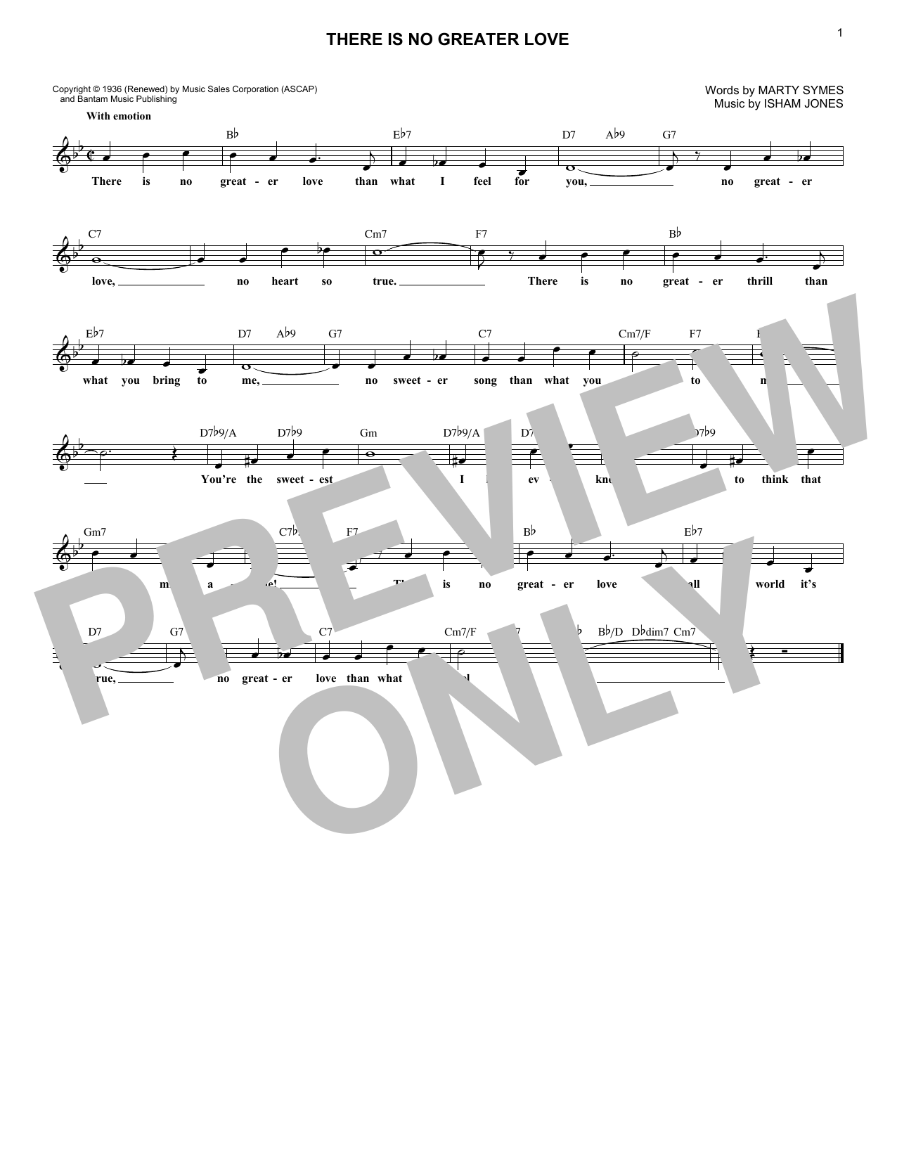 Download Isham Jones (There Is) No Greater Love Sheet Music
