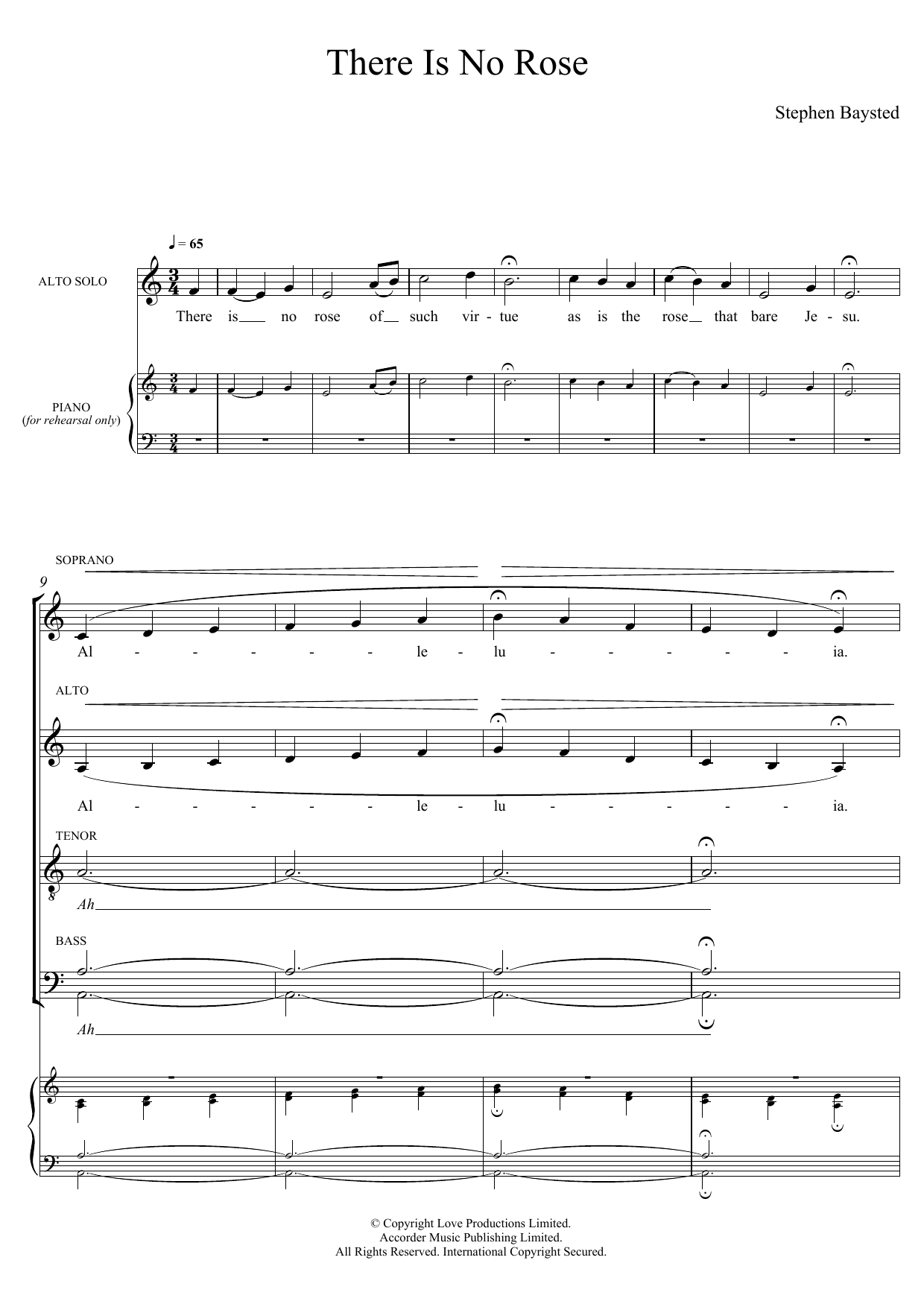 Download Stephen Baysted There Is No Rose Of Such Virtue Sheet Music