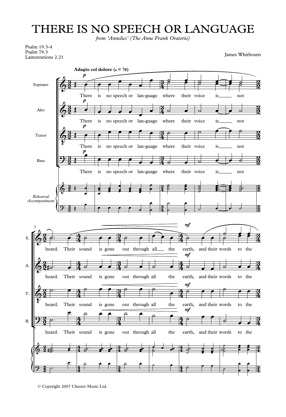 Download James Whitbourn There Is No Speech Or Language Sheet Music