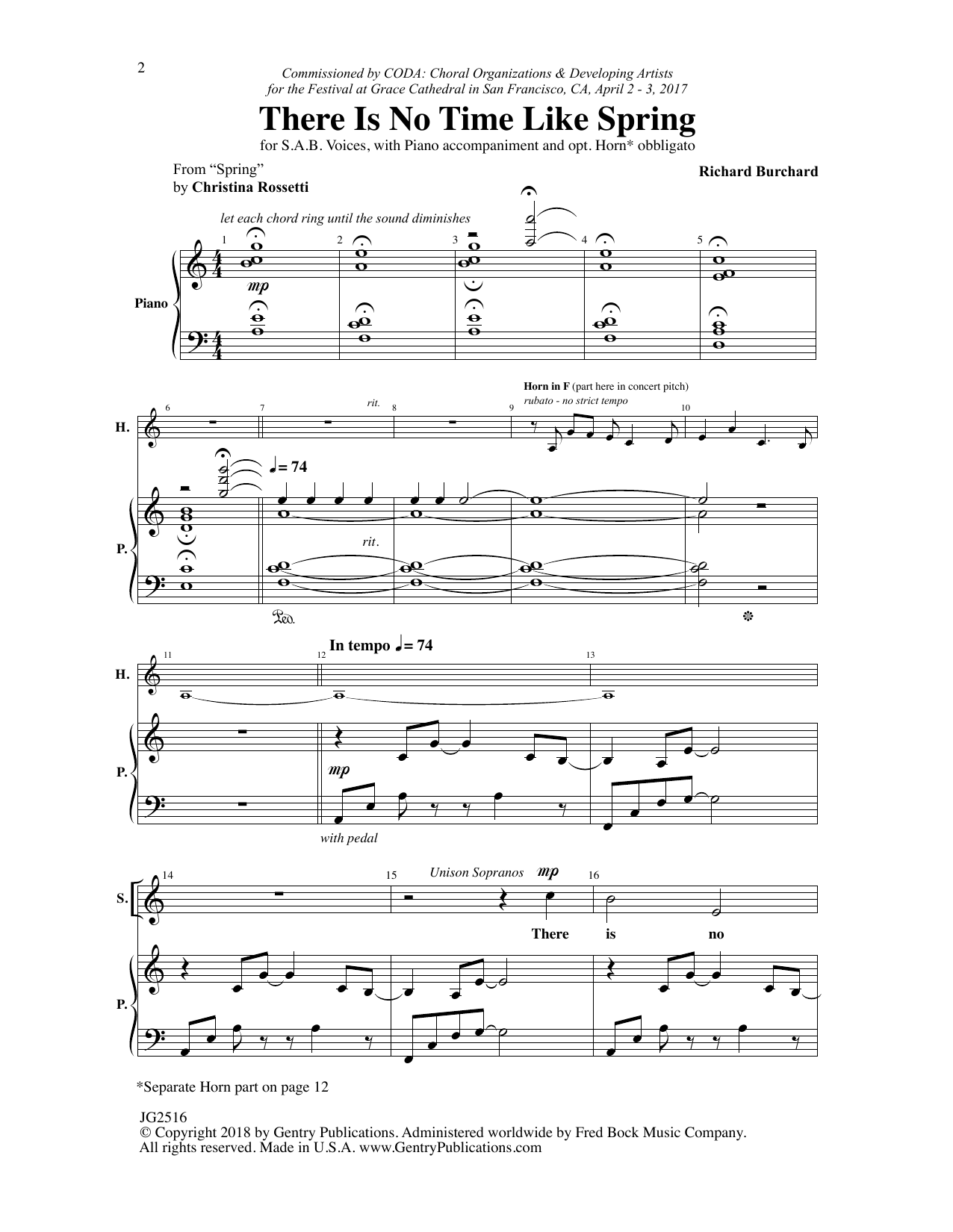 Download Christina Rossetti There Is No Time like Spring Sheet Music