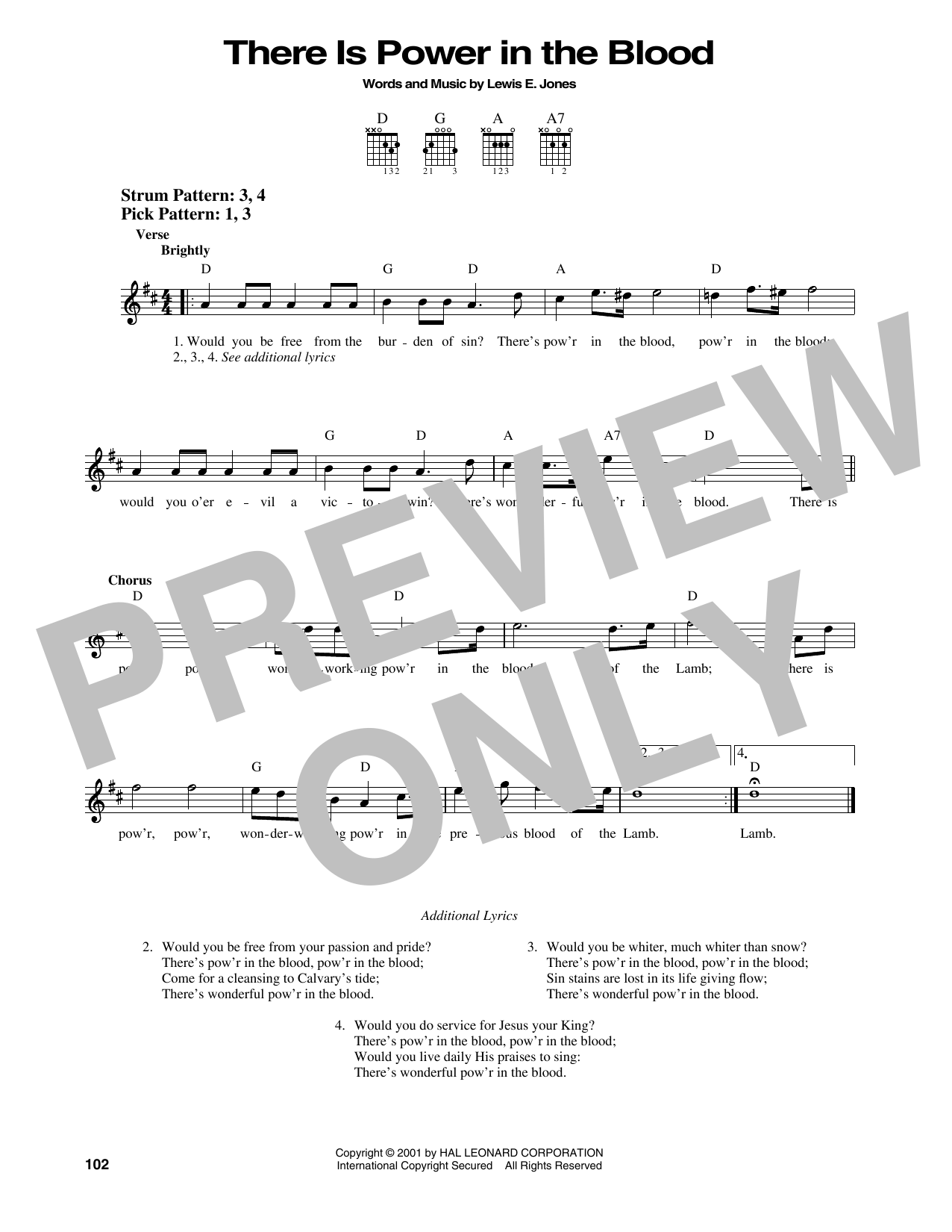 Lewis E. Jones There Is Power In The Blood sheet music notes printable PDF score