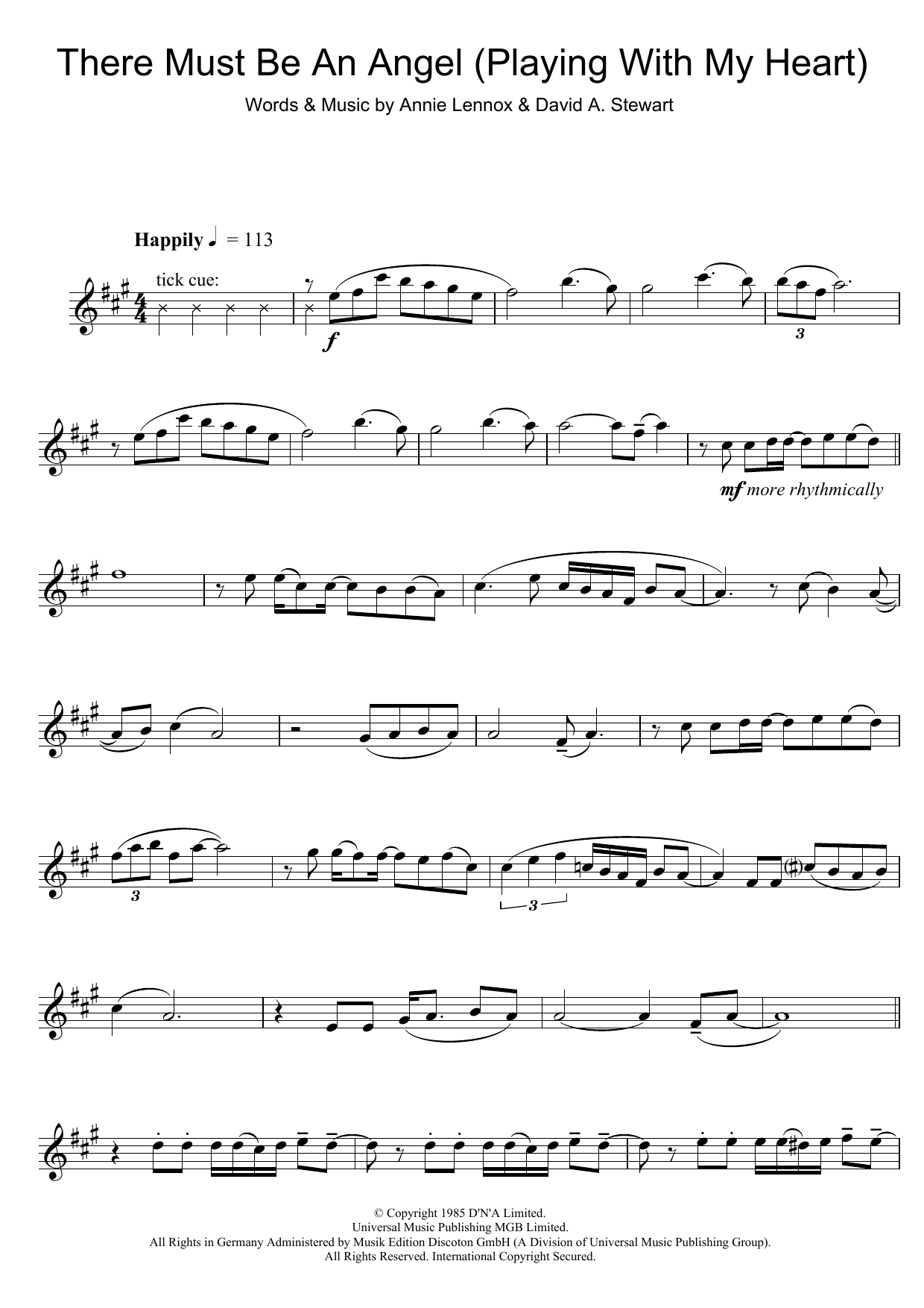 Download Eurythmics There Must Be An Angel (Playing With My Sheet Music