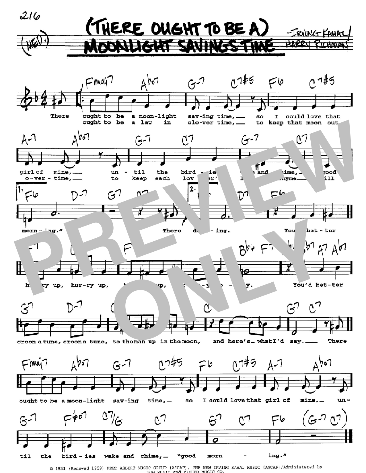 Download Irving Kahal (There Ought To Be A) Moonlight Savings Sheet Music
