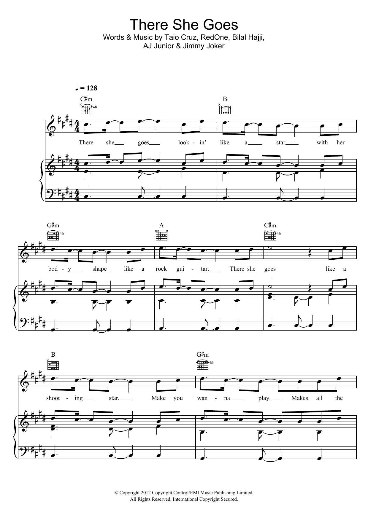 Download Taio Cruz There She Goes Sheet Music