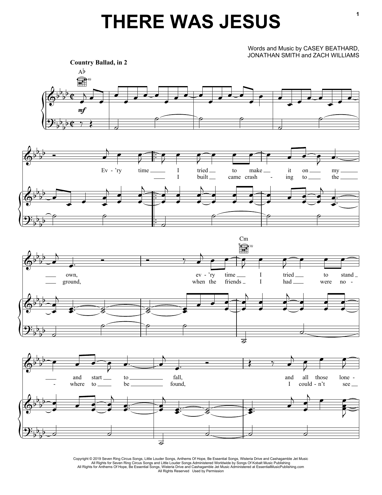 Download Zach Williams There Was Jesus (feat. Dolly Parton) Sheet Music