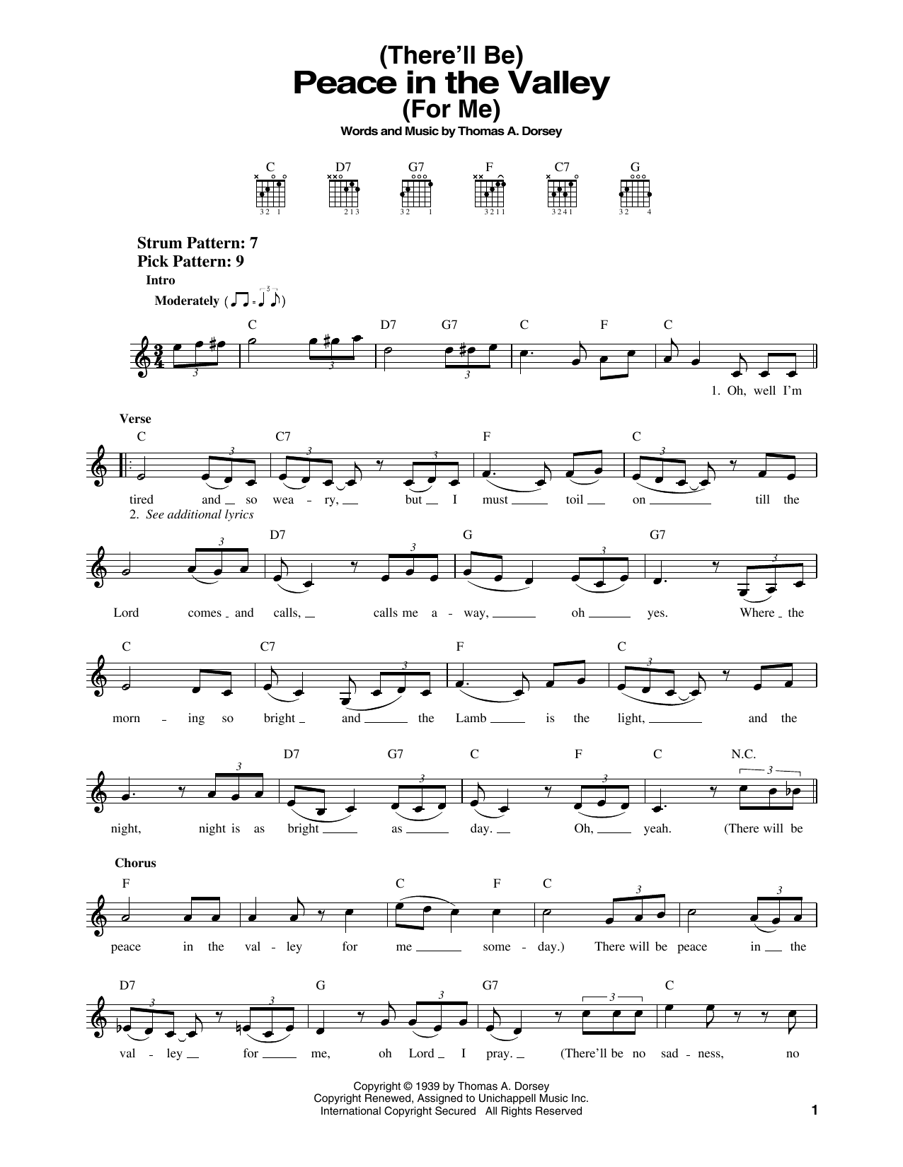 Elvis Presley There Will Be Peace In The Valley For Me sheet music notes printable PDF score