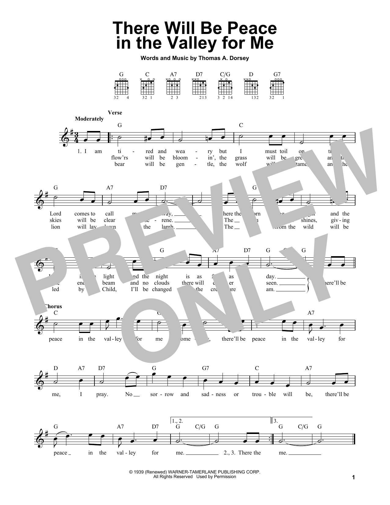 Download Thomas A. Dorsey There Will Be Peace In The Valley For M Sheet Music