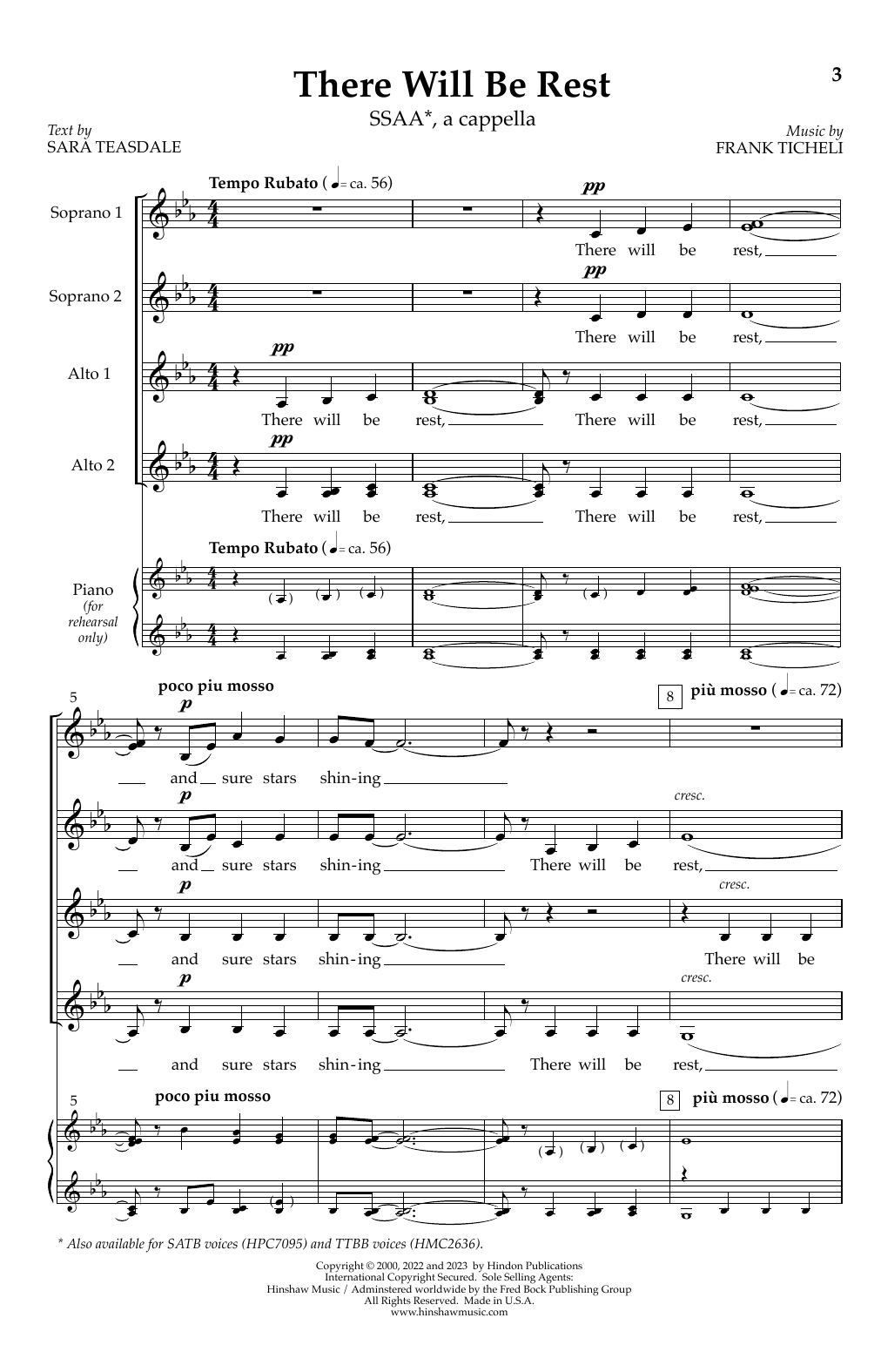 Download Frank Ticheli There Will Be Rest Sheet Music