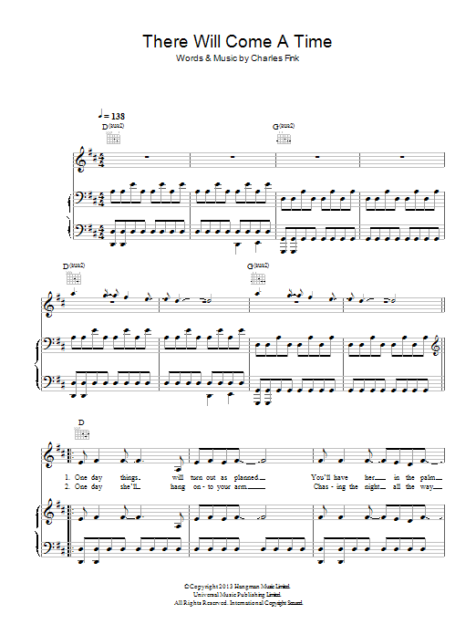 Download Noah And The Whale There Will Come A Time Sheet Music