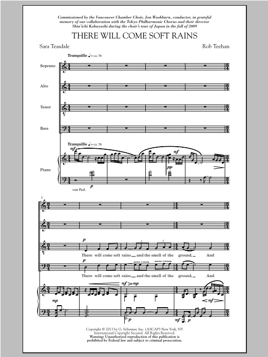 Download Rob Teehan There Will Come Soft Rains Sheet Music