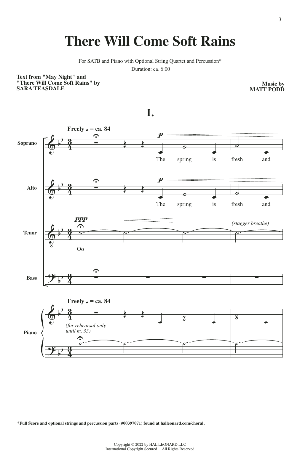 Download Sara Teasdale and Matt Podd There Will Come Soft Rains Sheet Music