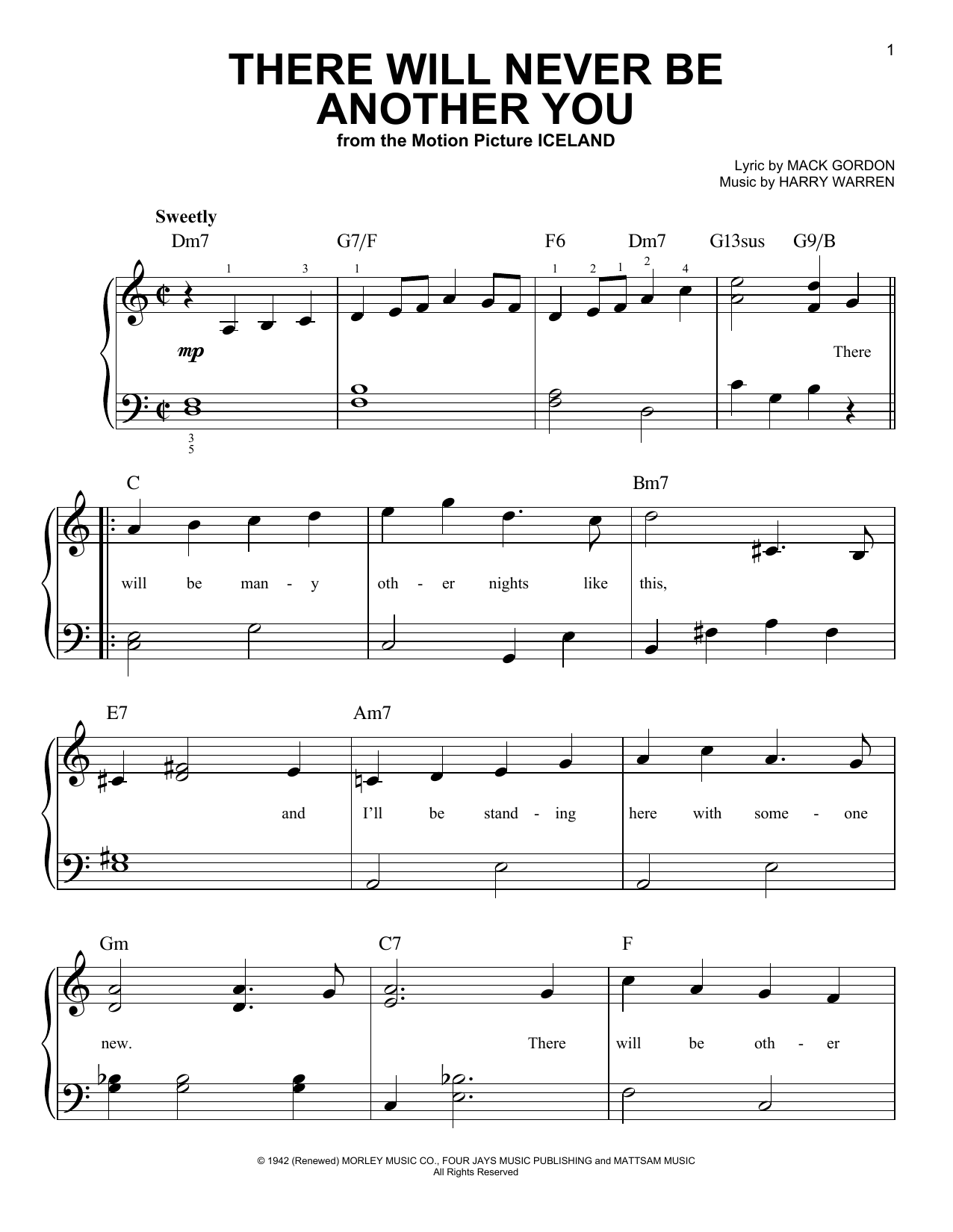 Download Harry Warren There Will Never Be Another You Sheet Music