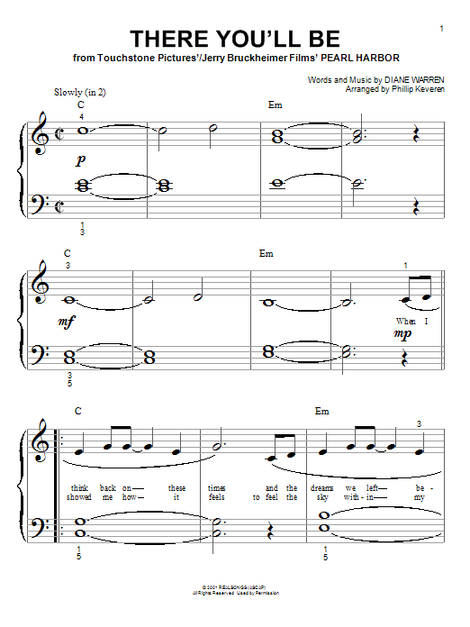 Download Phillip Keveren There You'll Be Sheet Music