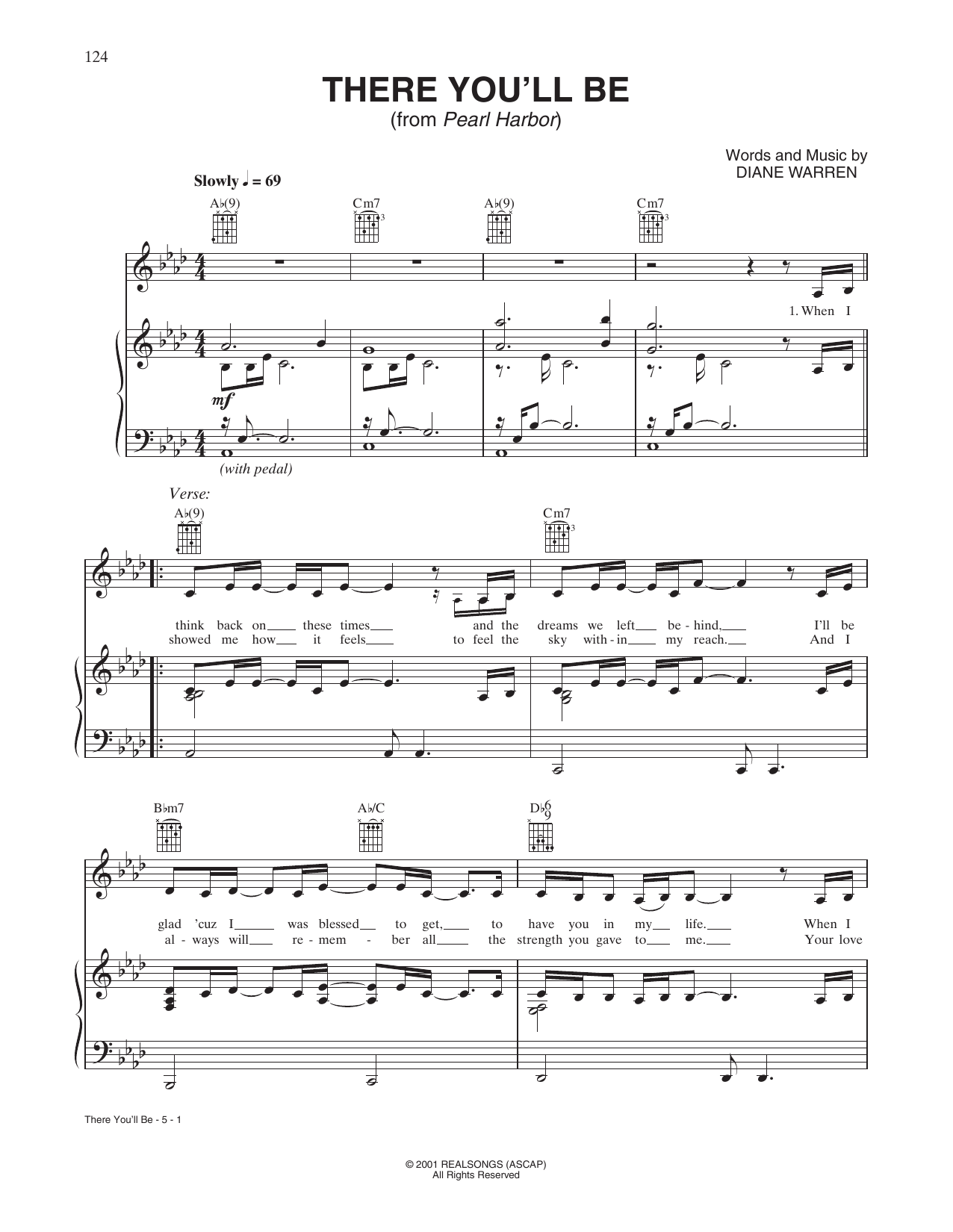 Download Faith Hill There You'll Be (from Pearl Harbor) Sheet Music