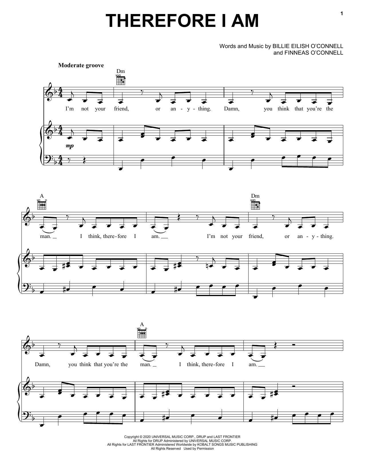 Download Billie Eilish Therefore I Am Sheet Music