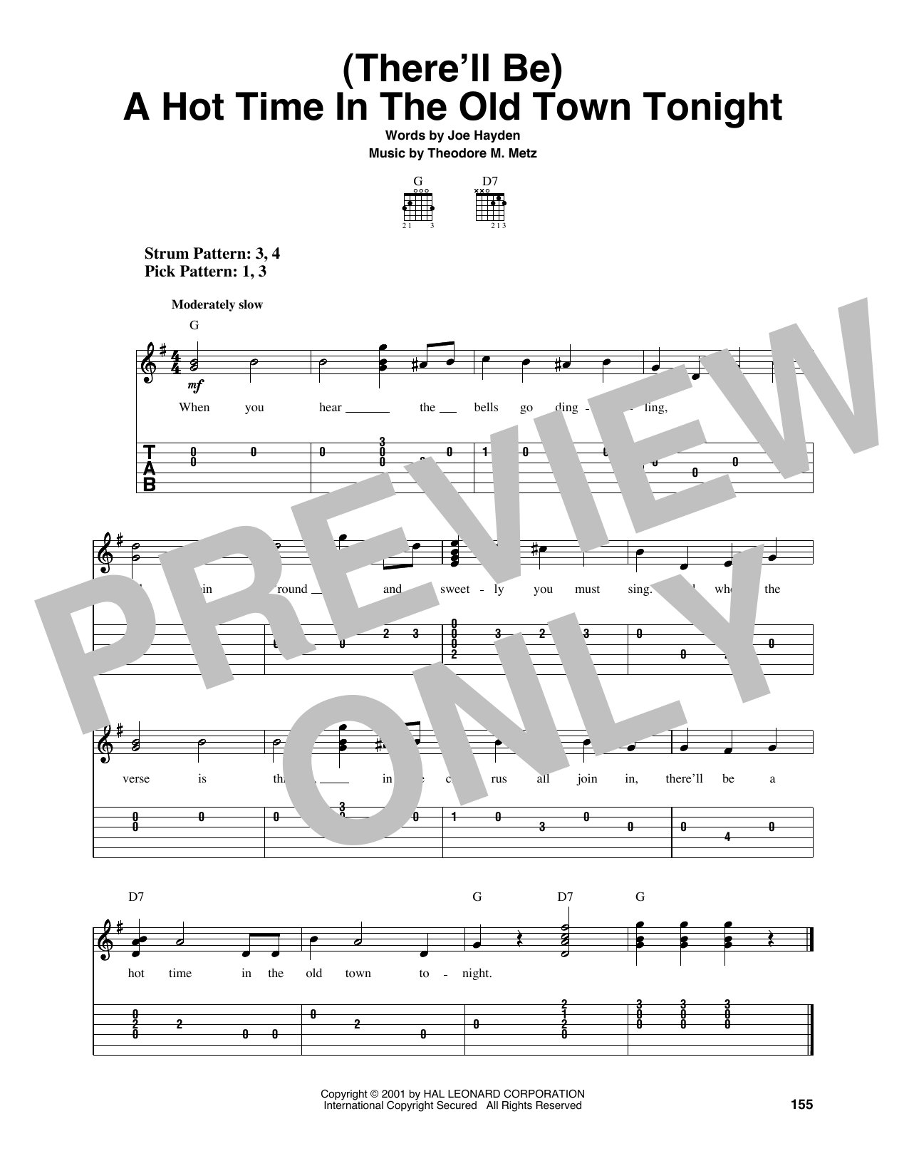 Download Theodore M. Metz (There'll Be) A Hot Time In The Old Tow Sheet Music