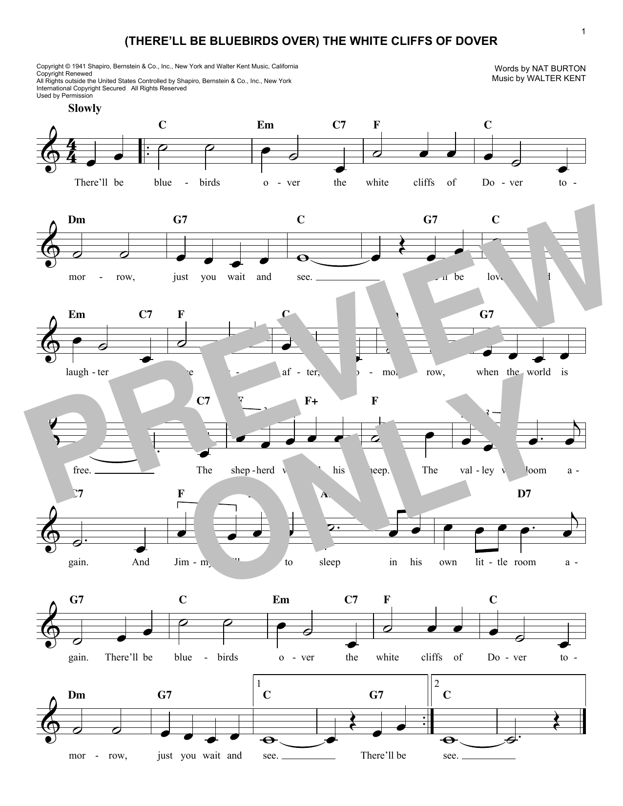 Download Nat Burton (There'll Be Bluebirds Over) The White Sheet Music