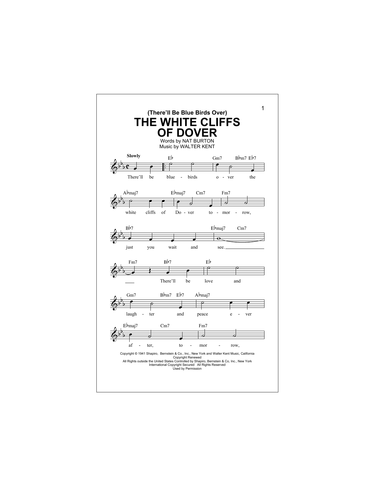 Download Walter Kent (There'll Be Bluebirds Over) The White Sheet Music