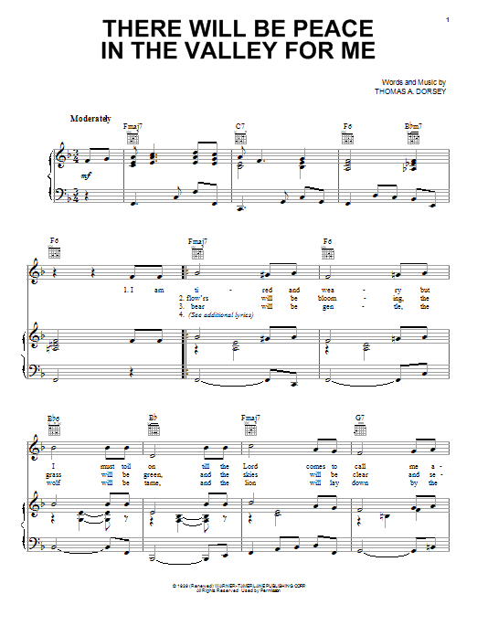 Download Elvis Presley (There'll Be) Peace In The Valley (For Sheet Music